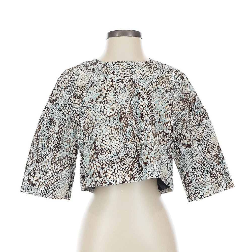 MSGM Milan Snake Print Crop Top - Black, Cream, Brown